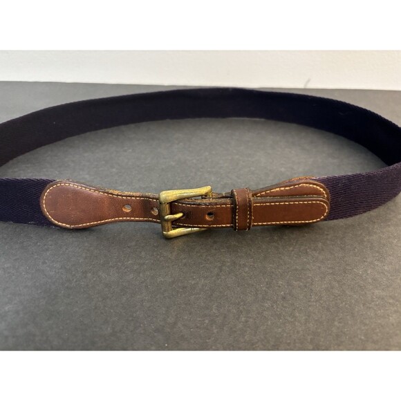 Dooney & Bourke Accessories - Dooney & Bourke VTG Wool & Leather Belt Size 32 Blue Brown Solid Brass Buckle